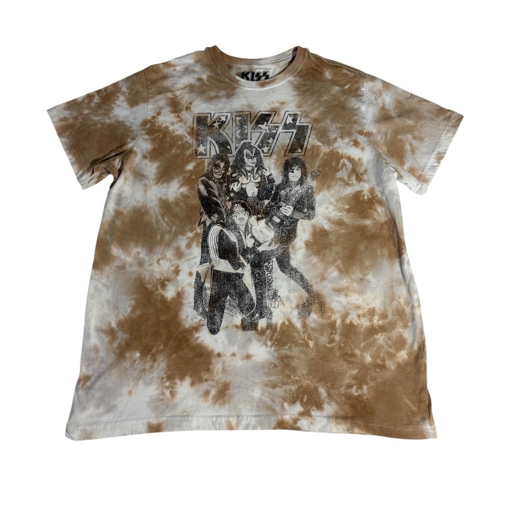KISS Classic Rock Band  Cream Tie Dye T-Shirt XL